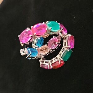 Ever True Multi Quartz 19.75 ctw Rainbow Radiance Hoop Earrings in Platinum Bond